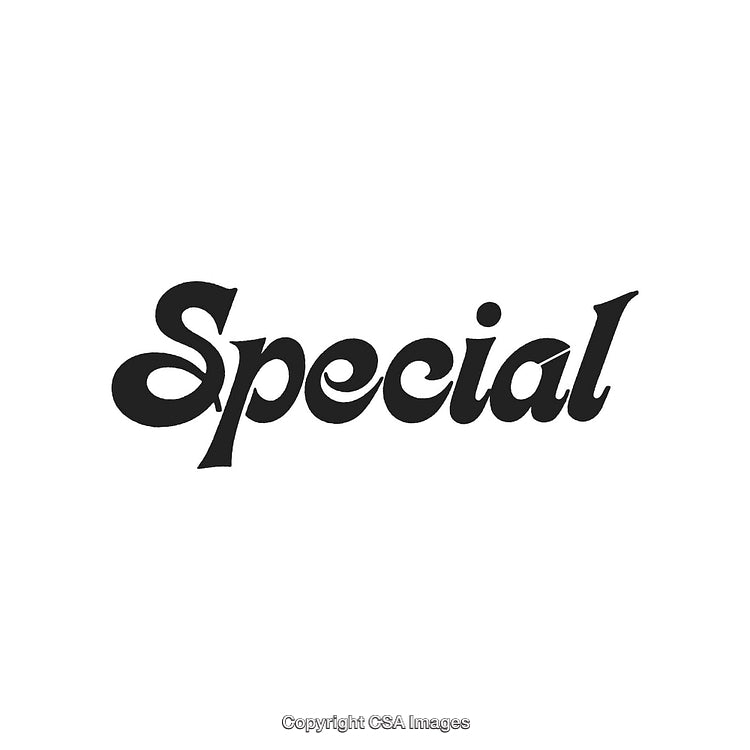 Stylized 'Special' Text in Retro-Inspired Black Font on White Background