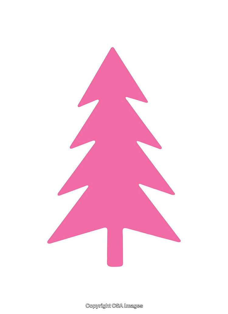 Pink Christmas Tree Icon on a White Background