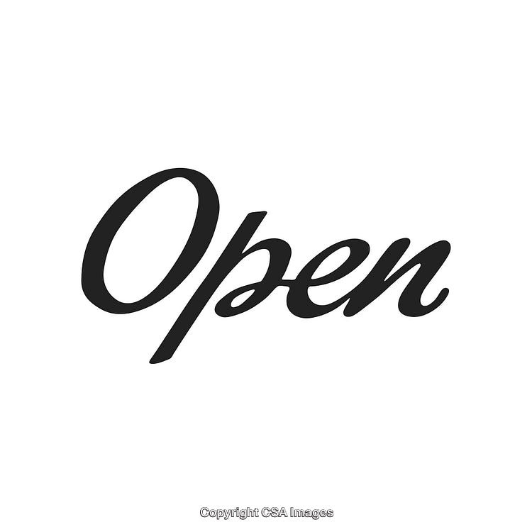 Elegant Script Typography of the Word 'Open' in Minimalist Style