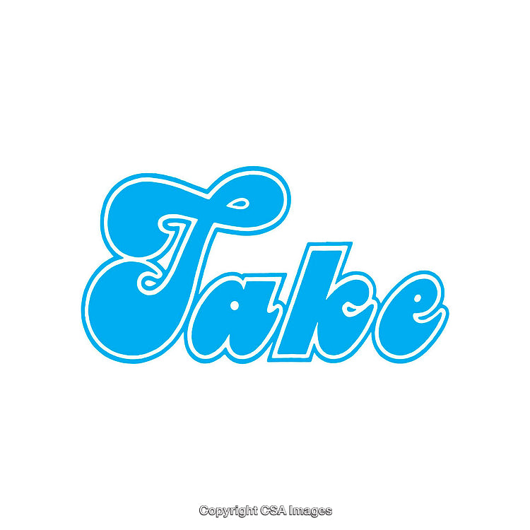 Blue Bold Lettering Graphic Art on White Background