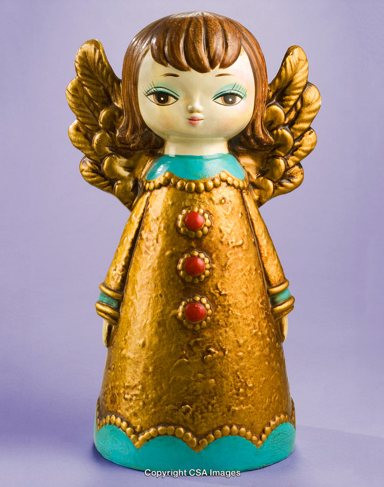 Golden Angelic Figurine With Wings and Intricate Details on a Soft Background