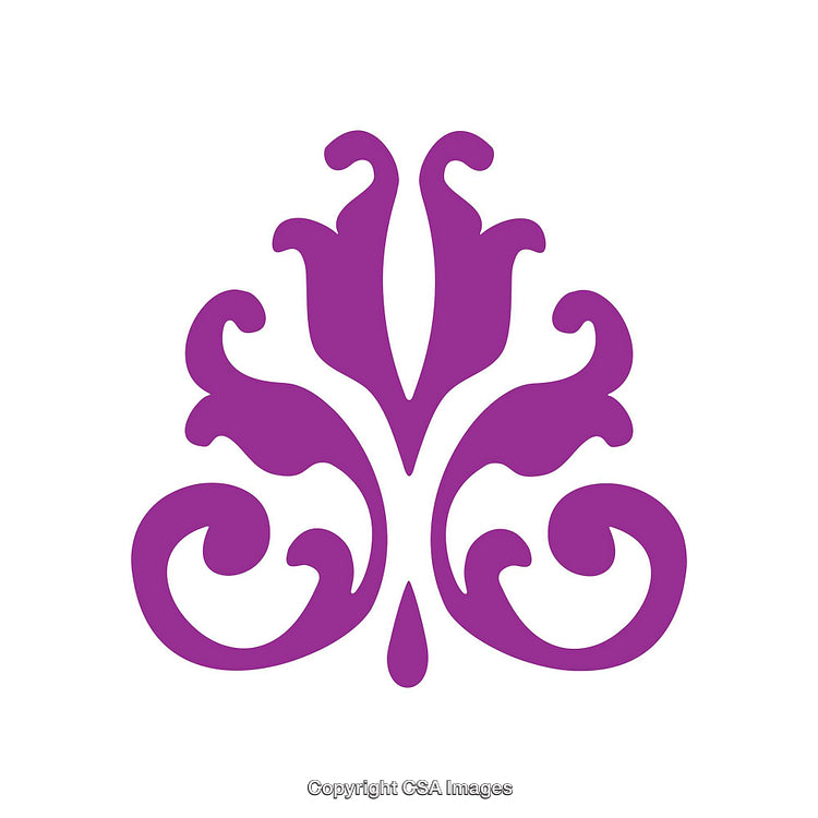 Abstract Purple Decorative Floral Emblem Design on White Background