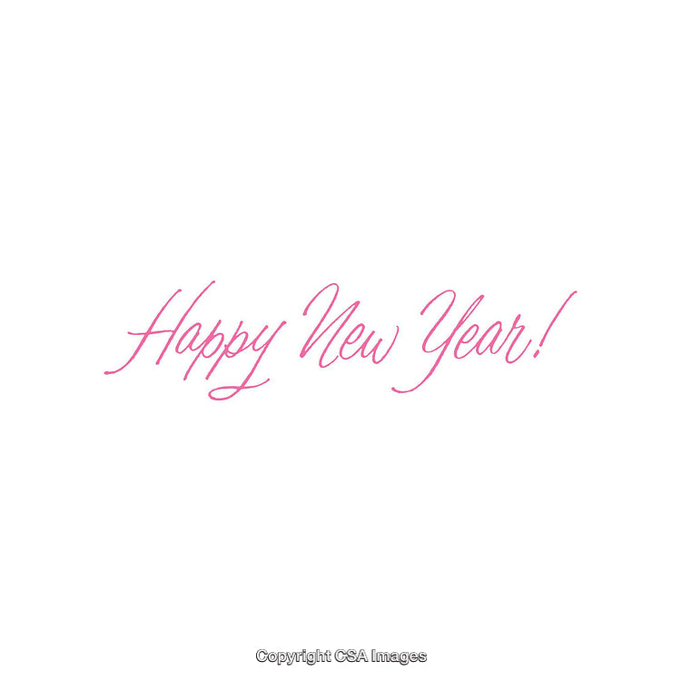 Happy New Year Text in Bright Pink on White Background
