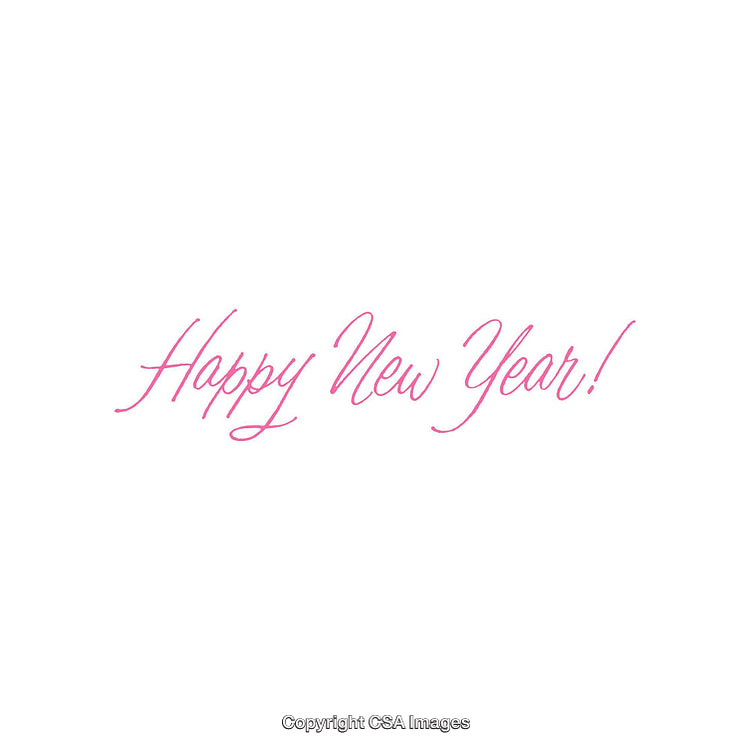 Happy New Year Text in Bright Pink on White Background