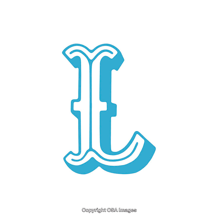Blue Ornamental Letter L on White Background