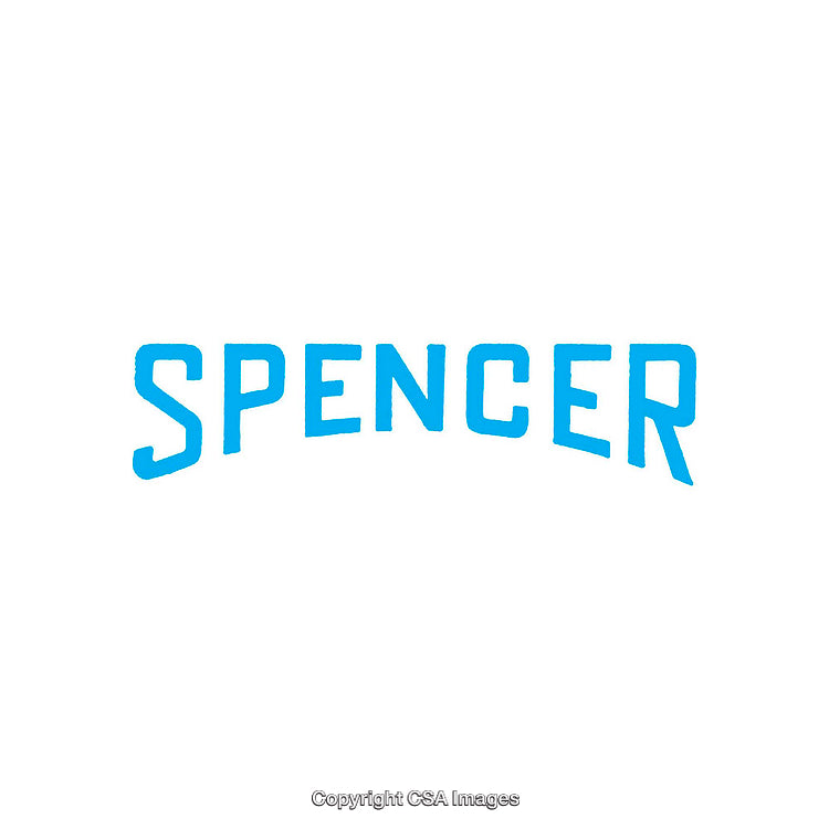 Bold Blue Spencer Text on Bright White Minimalist Background