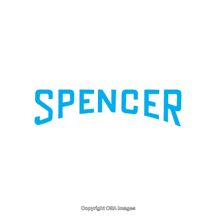 Bold Blue Spencer Text on Bright White Minimalist Background
