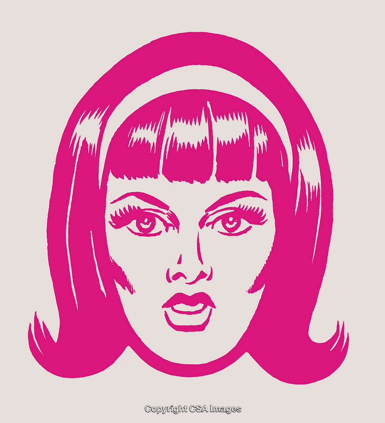 Stylized Pop Art Illustration of a Female Portrait in Pink Vivid Contrast