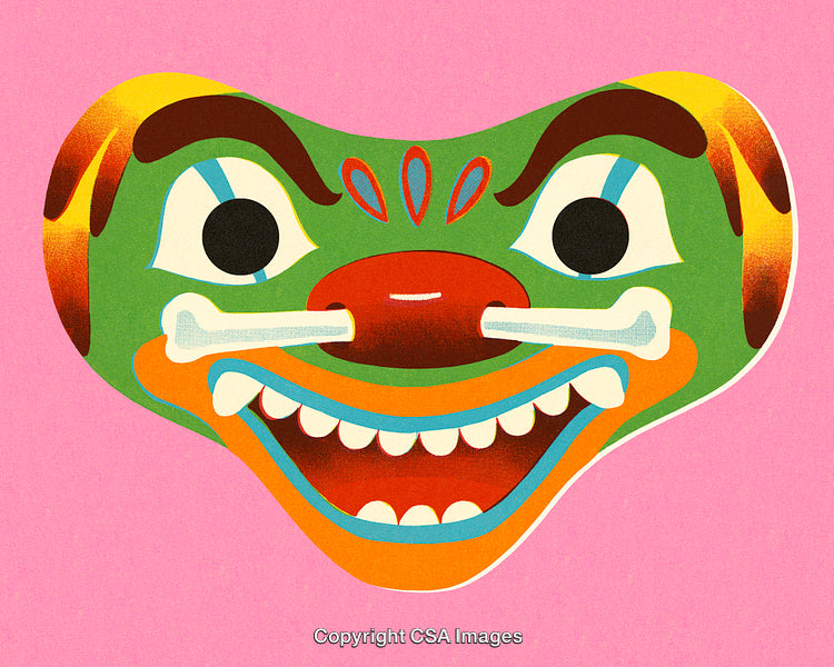 Vibrant Colorful Mask Illustration With Abstract and Playful Design