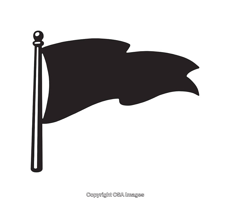 Black and White Illustration of a Flag Symbol on a Pole