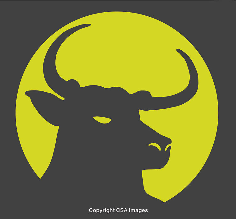Bold Vector Graphic of Bull Silhouette Against Yellow Circular Background