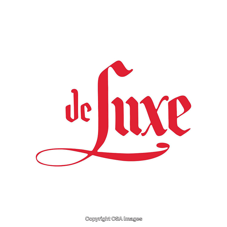 Decorative Red Typography in a Stylish 'De Luxe' Design on White Background