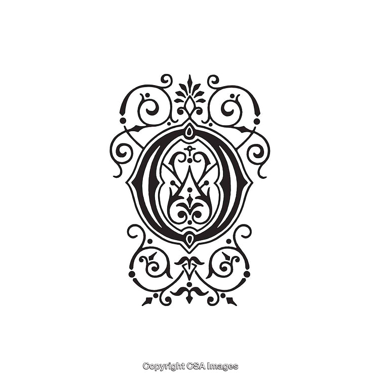 Elegant Ornamental Letter O Monogram With Intricate Decorative Flourishes