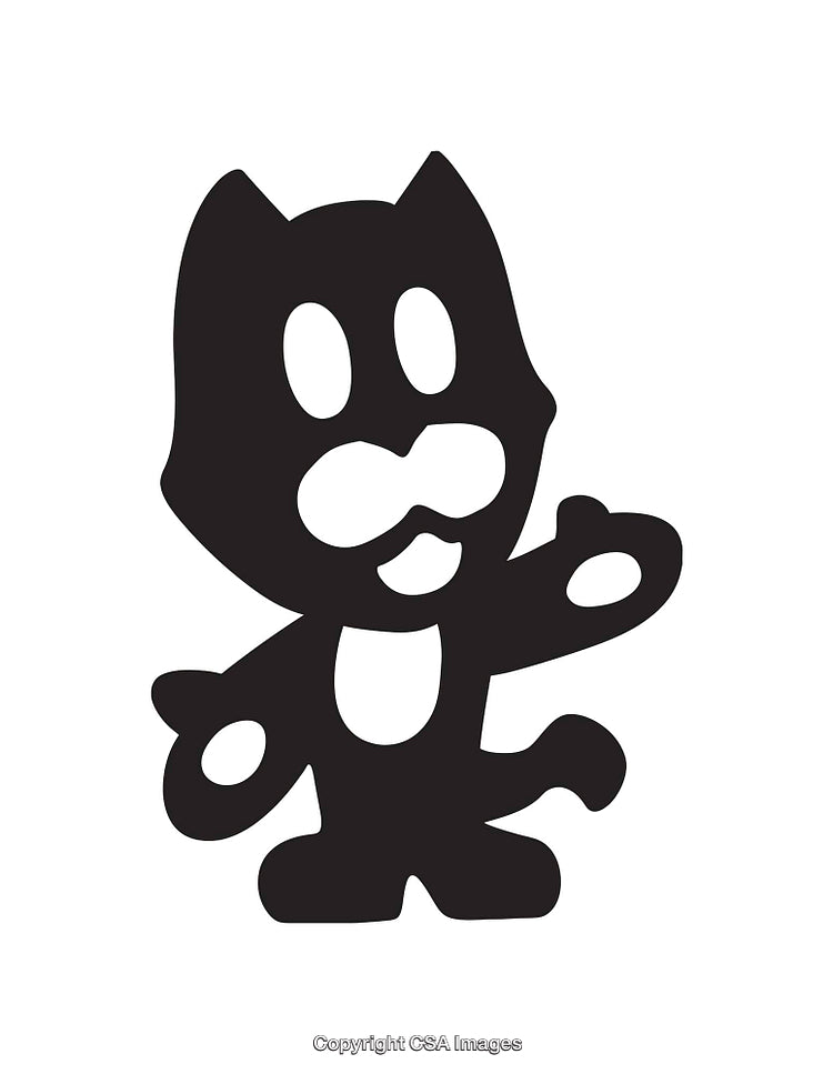 Stylized Black Cat Illustration with Playful Cartoon Features