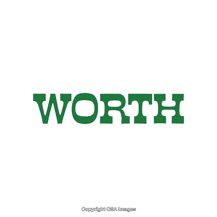 Minimalist Design Featuring the Word Worth Highlighted in Bold Green Typography