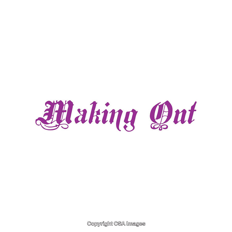 Purple Calligraphy Style Text Displaying 'Making Out' on White Background