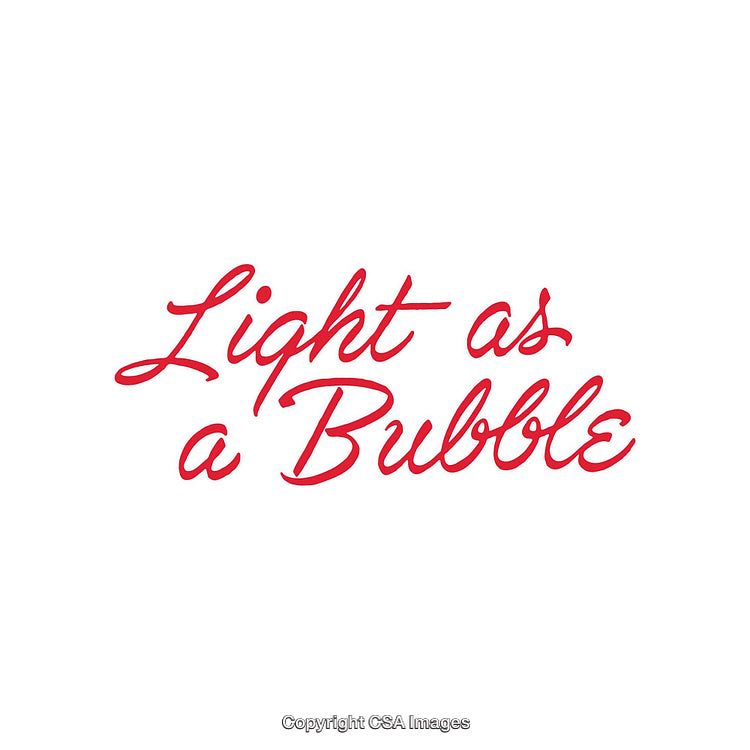 Light as a Bubble Written in Elegant Red Calligraphy on White Background