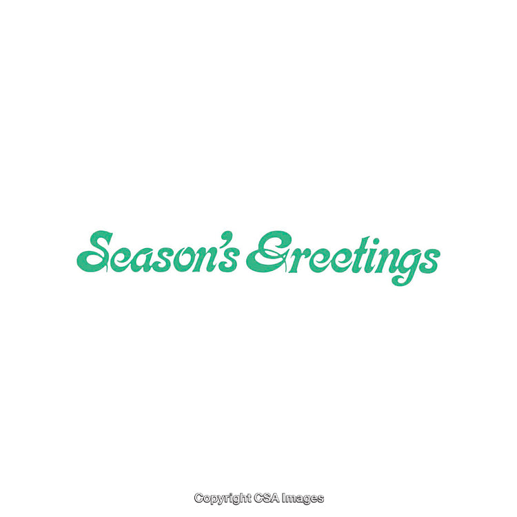 Classic Green Season's Greetings Holiday Text on a White Background