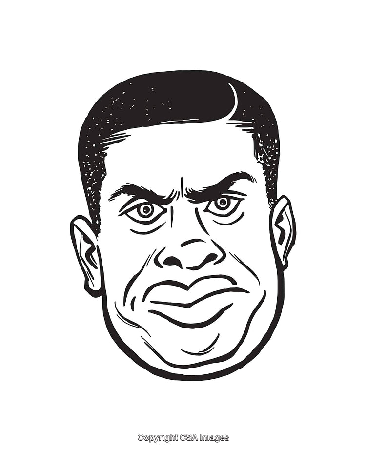 Black and White Line Art Illustration of a Face With Expression