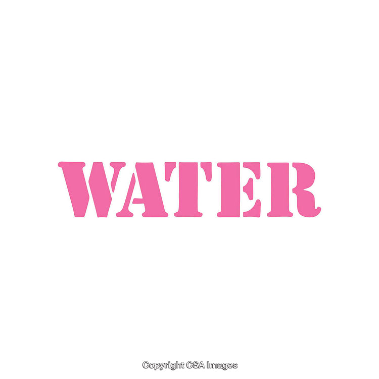 Pink Bold Lettering Displaying the Word Water on a White Background