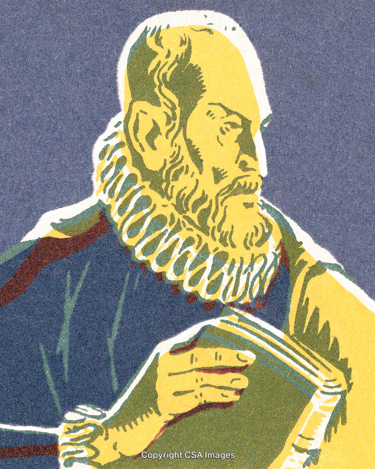 Historic Illustration of a Distinguished Gentleman Holding a Book
