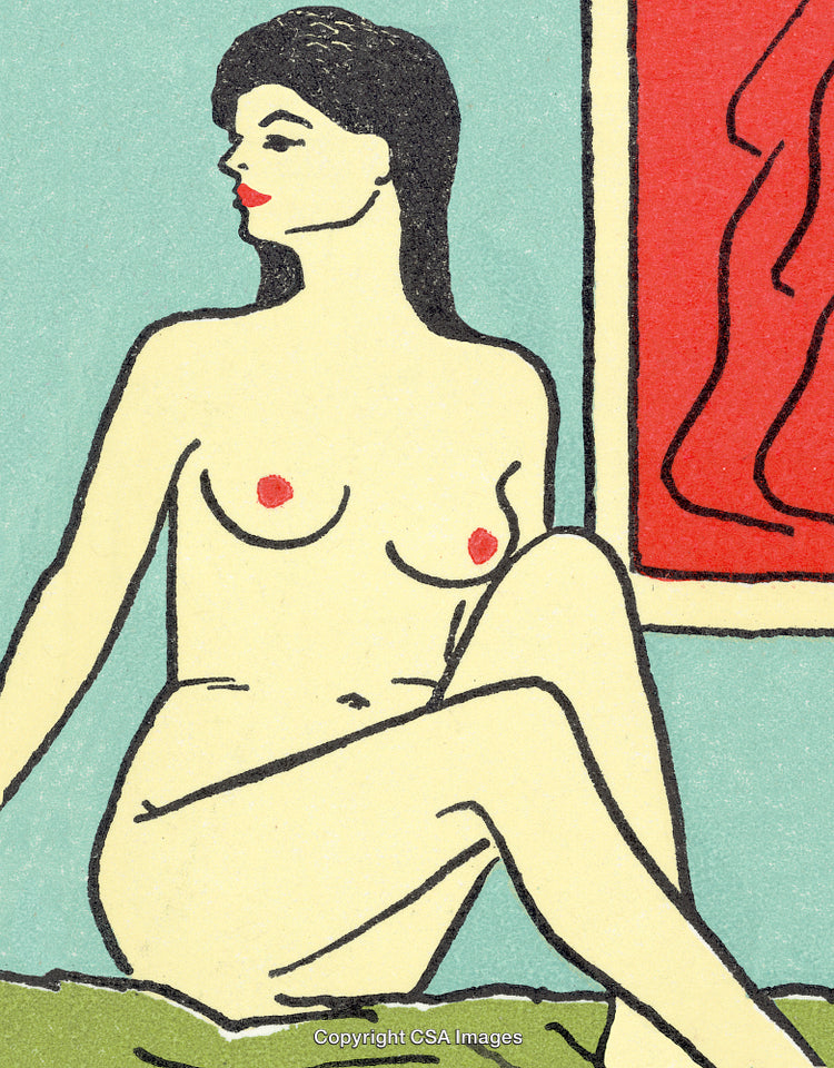 Abstract Illustration of a Female Nude Figure in Modern Art Style