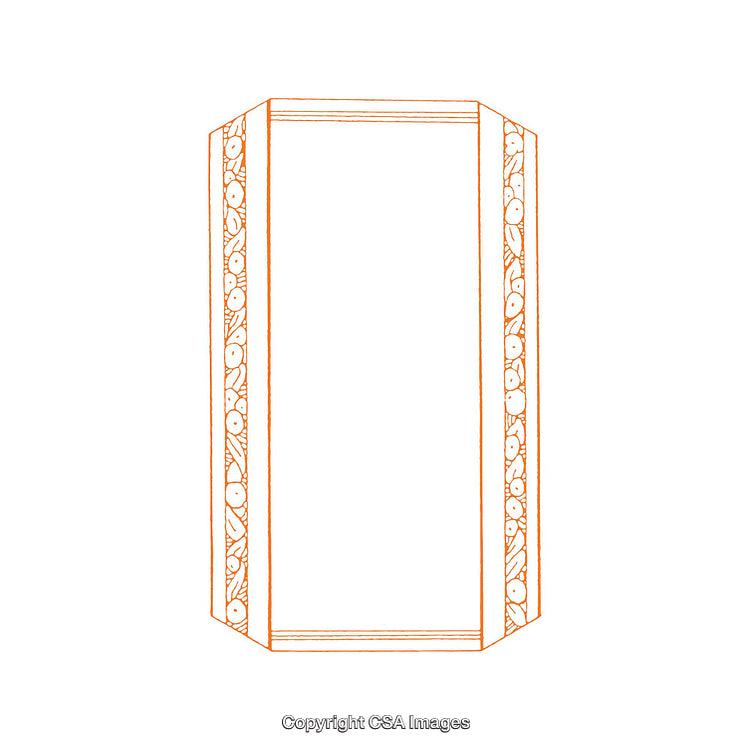 Ornate Rectangular Frame with Decorative Carved Pattern on White Background