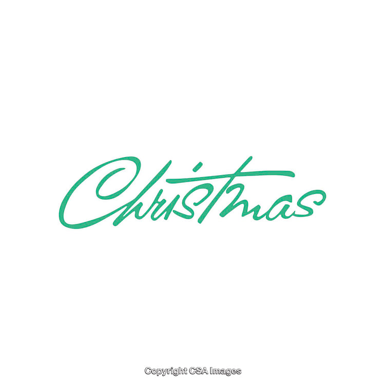 Elegant Green Handwritten Script of The Word Christmas on White