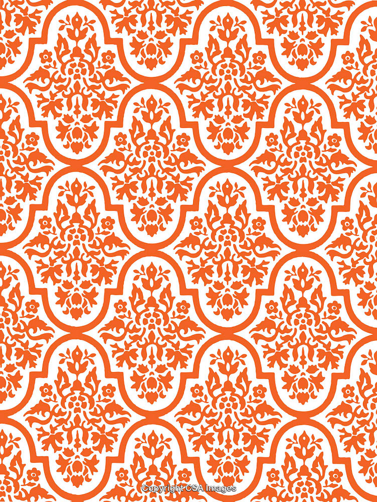 Orange Decorative Floral Pattern with Intricate Design Elements