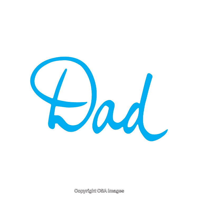 Blue Handwritten Script Depicting the Word Dad on White Background