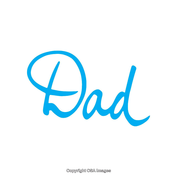 Blue Handwritten Script Depicting the Word Dad on White Background
