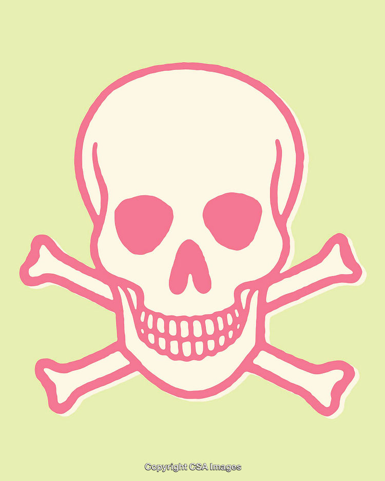 Vibrant Pink Skull and Crossbones on Light Background Illustration