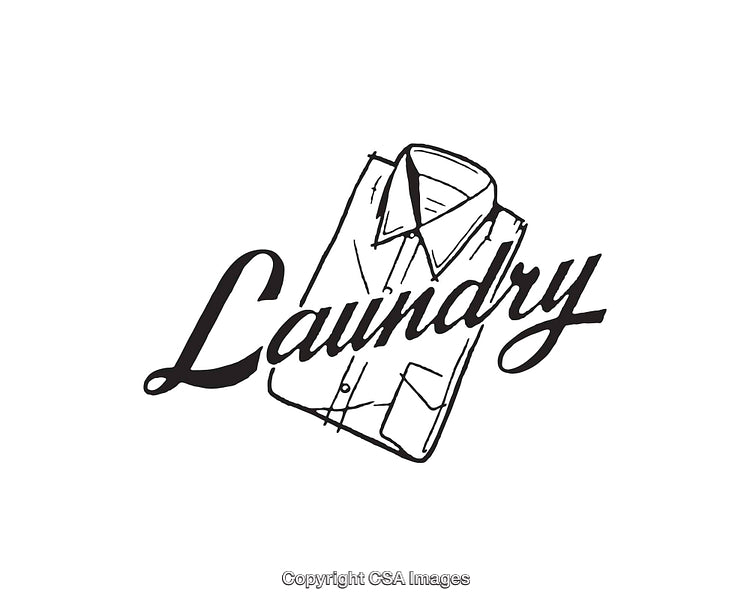 Illustration of a Laundry Shirt with Text in Clean Line Art Style