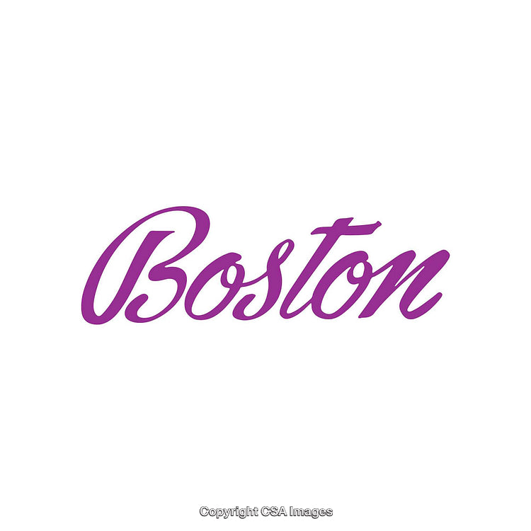 Purple Script Text Reading 'Boston' on a White Background