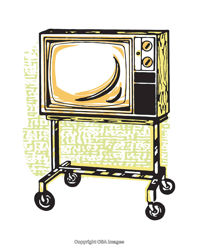 Retro Television Set in Hand-Drawn Colorful Illustration Style, Nostalgic Design
