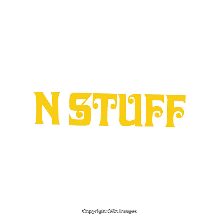 Yellow Decorative Typography Featuring Curved Lettering on White Background