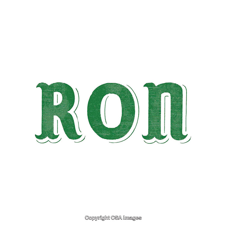 Green Text Illustration Featuring the Word "Ron" in a Stylish Font