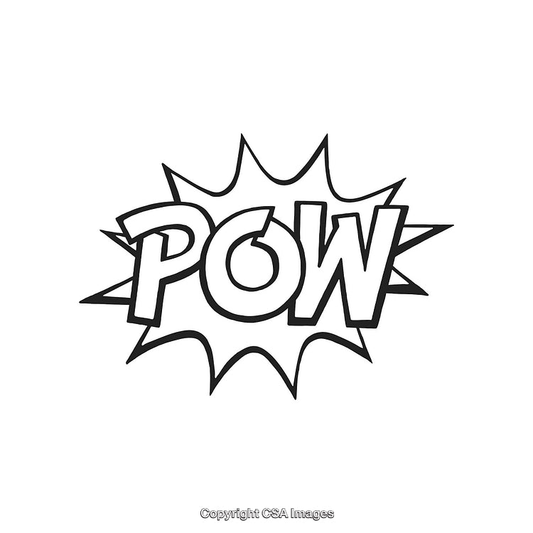 Comic Book Style Text Illustration Featuring Word 'Pow' With Starburst Effect