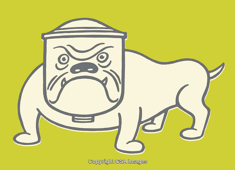 Cartoon Illustration of a Bulldog With a Serious Expression