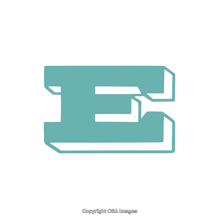 Stylized Turquoise Letter E with Modern and Minimal Design