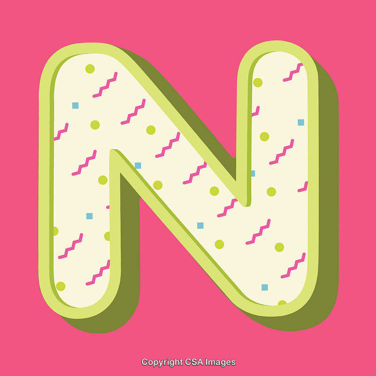 Colorful Pop Art Style Letter N with Playful Retro Pattern Design