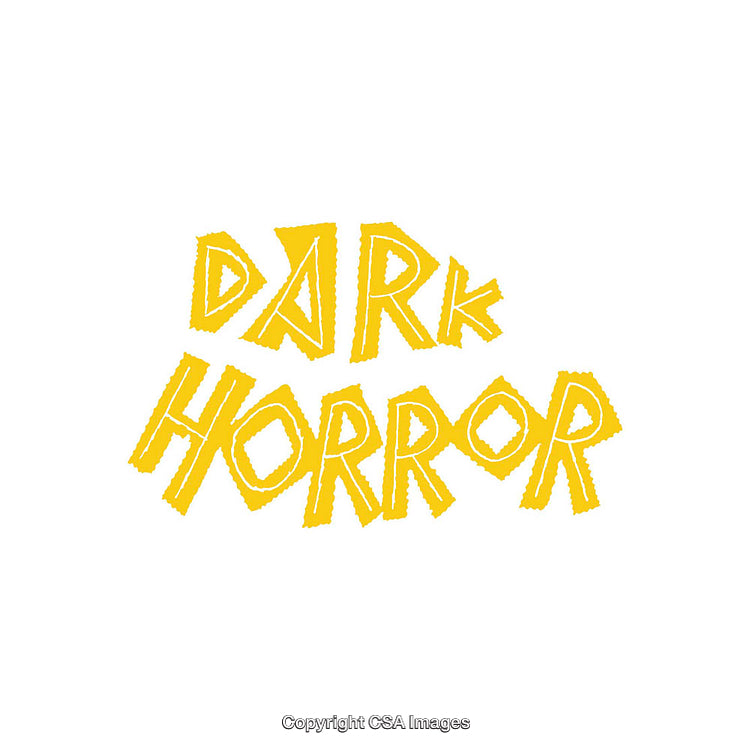 Bold Yellow Text Depicting 'Dark Horror' in Distinctive Handwritten Font