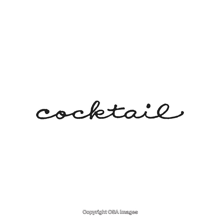Elegant Script 'Cocktail' in Black Ink on White Background