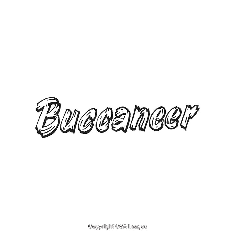 Retro Buccaneer Text Design Featuring Bold Typeface and Dynamic Style