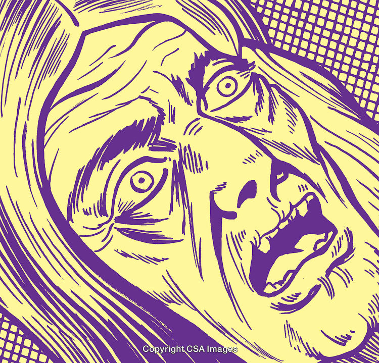 Distressed Pop Art Style Expression of Shock and Fear