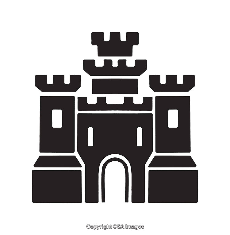 Black and White Castle Icon Design with Fortress Motifs and Minimalist Aesthetics