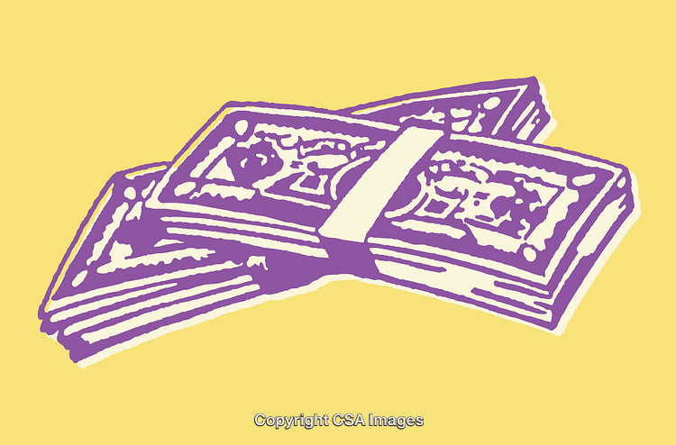 Stylized Illustration of Money Stack in Vibrant Colors
