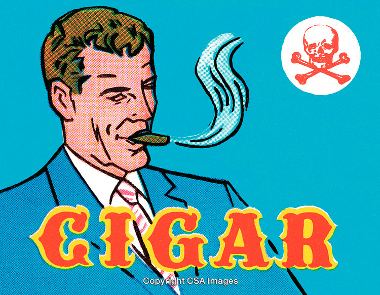 Retro Cartoon Style Illustration of a Man Smoking a Cigar