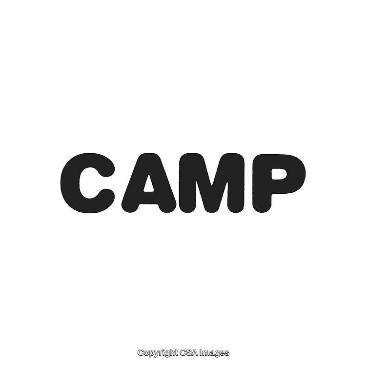 Black Bold Text on White Background Spelling the Word CAMP