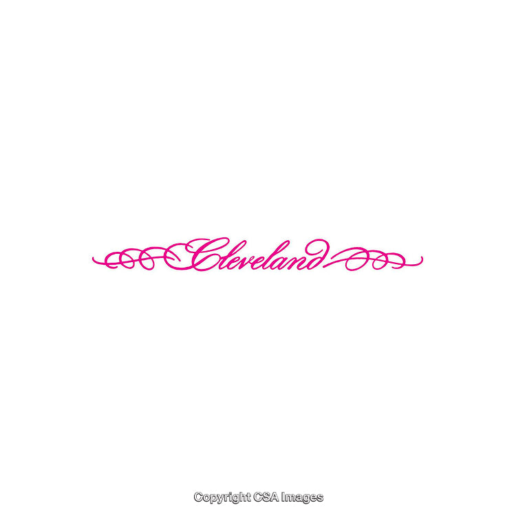 Elegant Script Design with Cleveland Text and Flourished Ornaments